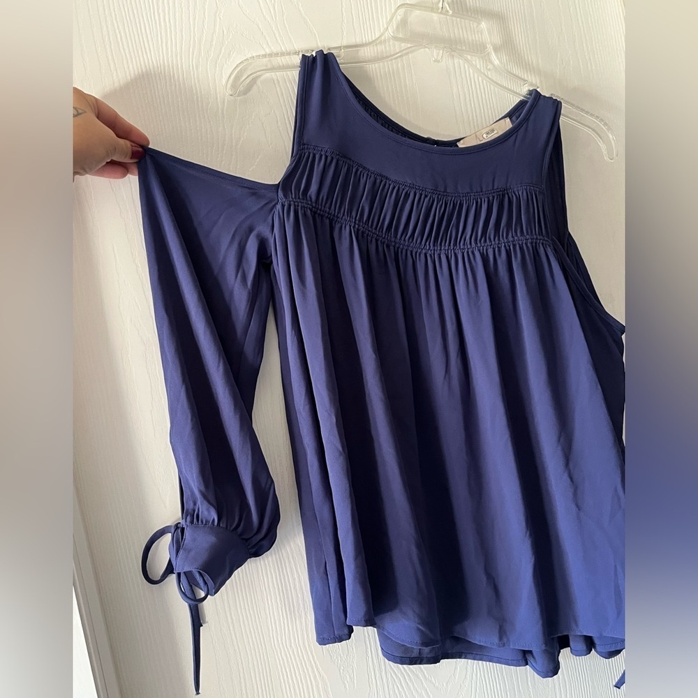 LOFT Blue Shoulder Cut Blouse